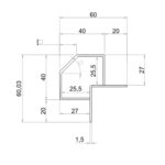 Non TB Profile for 25mm Panel - 4025A - Corner Profile - Image 2