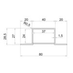 Non TB Profile for 25mm Panel - 4025A - Omega Profile - Image 2