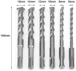 Electric Hammer Drill Bit Set Chrome Steel Straight Shank Drilling Tool 6Pcs - Image 5