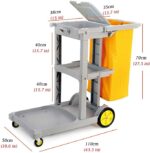 Housekeeping Cart Organizer with Lid & Detachable Bag, Commercial Janitorial Trolley for Cleaning Supplies - Image 2
