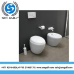 Back To Wall Set WC And Bidet With Glossy White Toilet Seat - Image 2